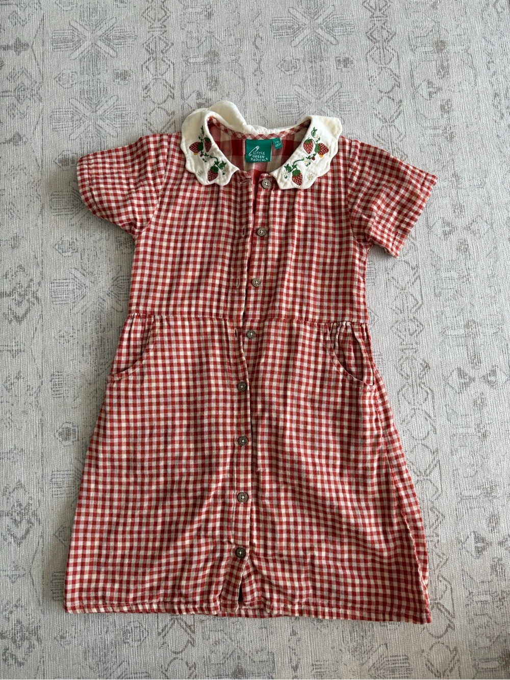 Little Green Radicals Red and White Gingham Strawberry dress